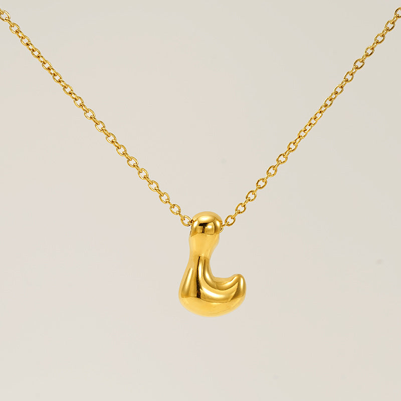 Wholesale Glossy bubble letter necklace for women 26 English letter pendants